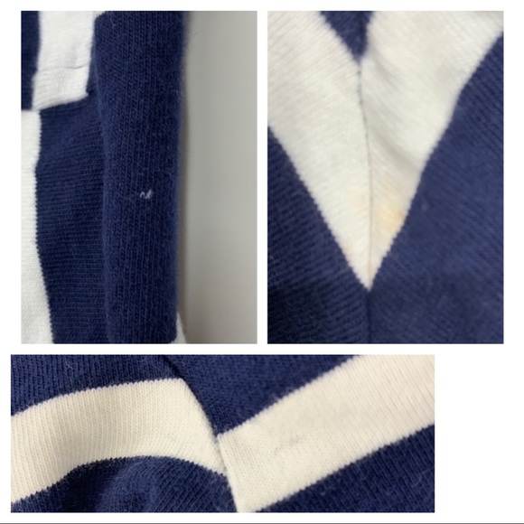 EShakti Asymmetrical White Striped Navy Cotton Spandex Flared Dress W/ Sleeves - Picture 13 of 16